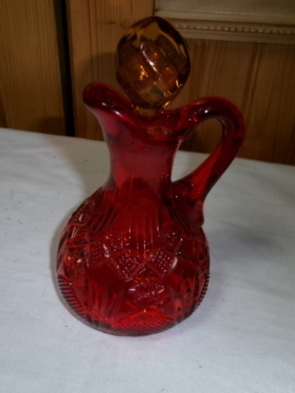 vtg Amberina cruet with stopper gorgeous antique cruet